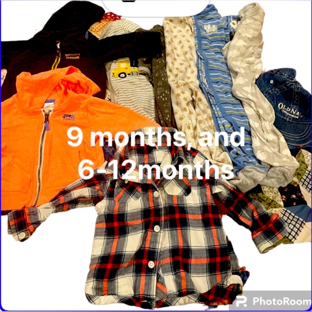 Baby boy clothing lot in great used condition. 6-9, 9 months, 6-12 months.